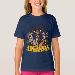 Camiseta Ciervo de Arkansas con Rama de Flor de Manzano