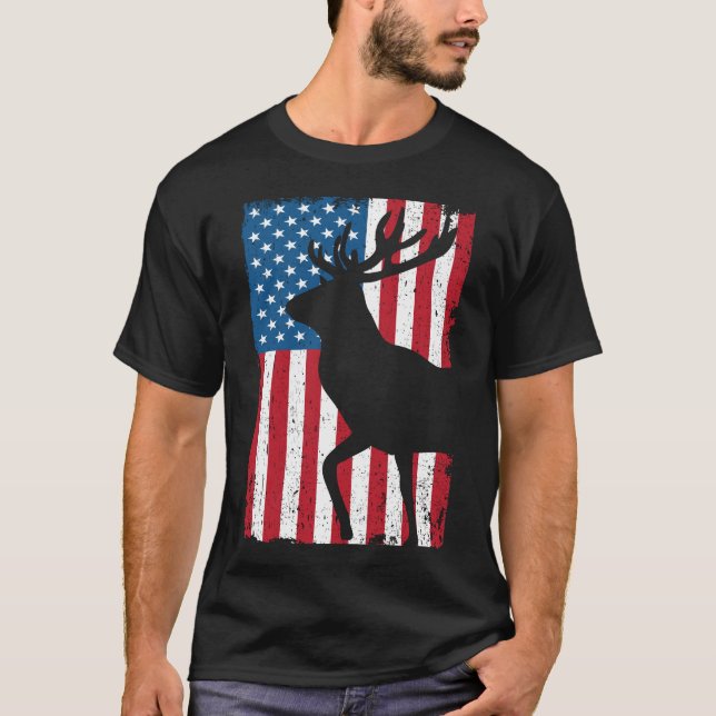Camiseta ciervo de bandera estadounidense (Anverso)