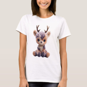 Camiseta Ciervo de Bosque Manchado Lila Encantado Mujeres
