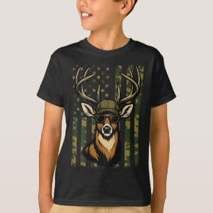 Camiseta Ciervo de cola blanca joven niño caza camuflaje Am