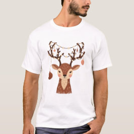Camiseta Ciervo de Navidad acogedor con adornos y luces
