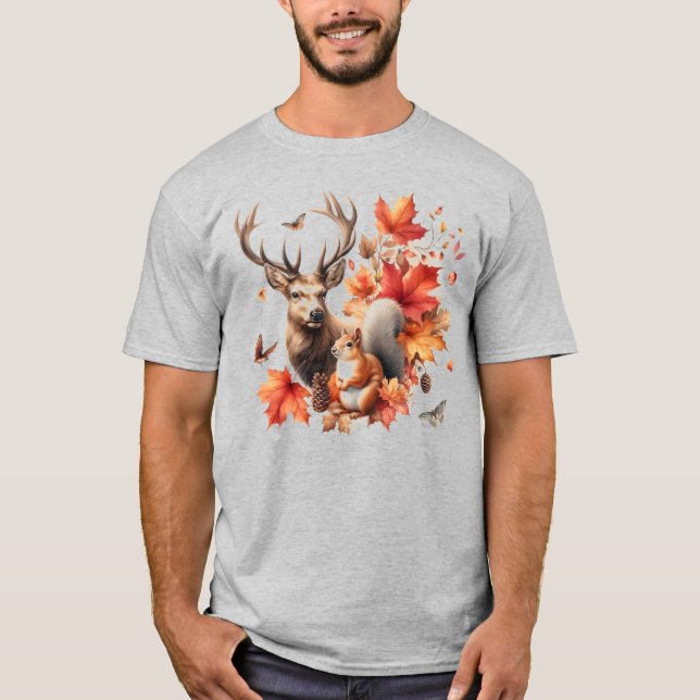 Camiseta Ciervo de otoño temporada de otoño   (Anverso)