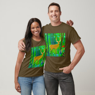 Camiseta Ciervo en un entorno de bosque de fantasía
