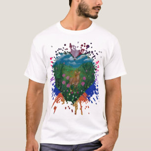 Camiseta Ciervo encantado en un corazón de naturaleza - art