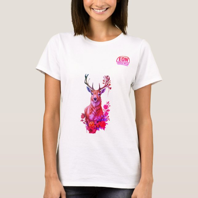 CAMISETA CIERVO ENTRE HOJAS (Anverso)