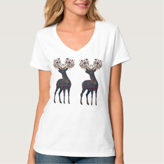Camiseta Ciervo floral cósmico real