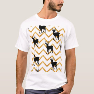 Camiseta Ciervo negro, patrón de textura dorada.