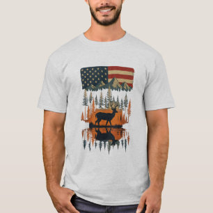 Camiseta Ciervo Patriótico Independencia Salvaje Americana