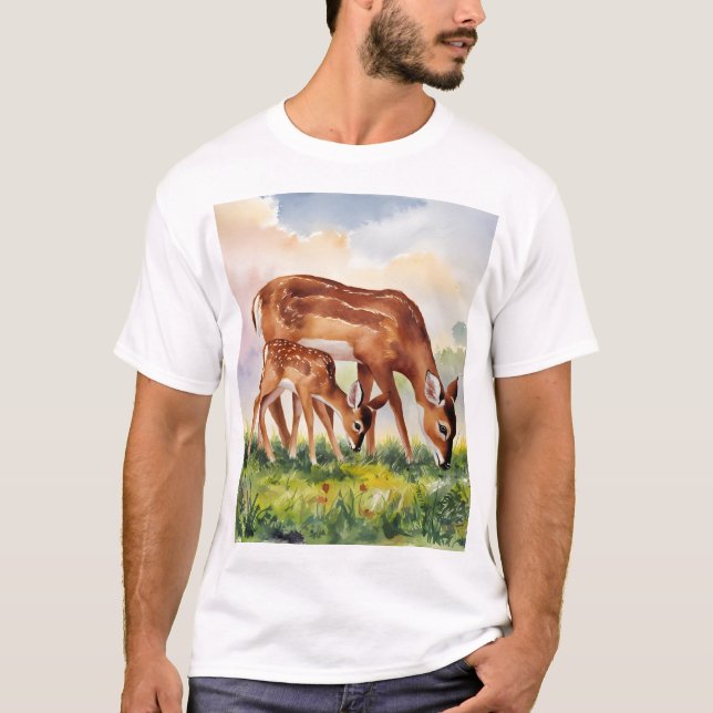 Camiseta Ciervo Pintado Mamá y Bebé (Anverso)