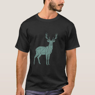 Camiseta Ciervo Poligonal – Geometría Verde Azulada en Movi