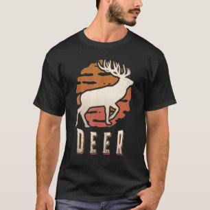 Camiseta Ciervo Vintage Retro Clásico Animal Atardecer
