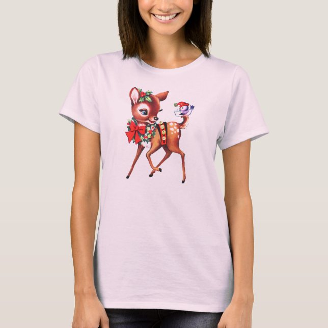 Camiseta Ciervos del navidad del vintage (Anverso)