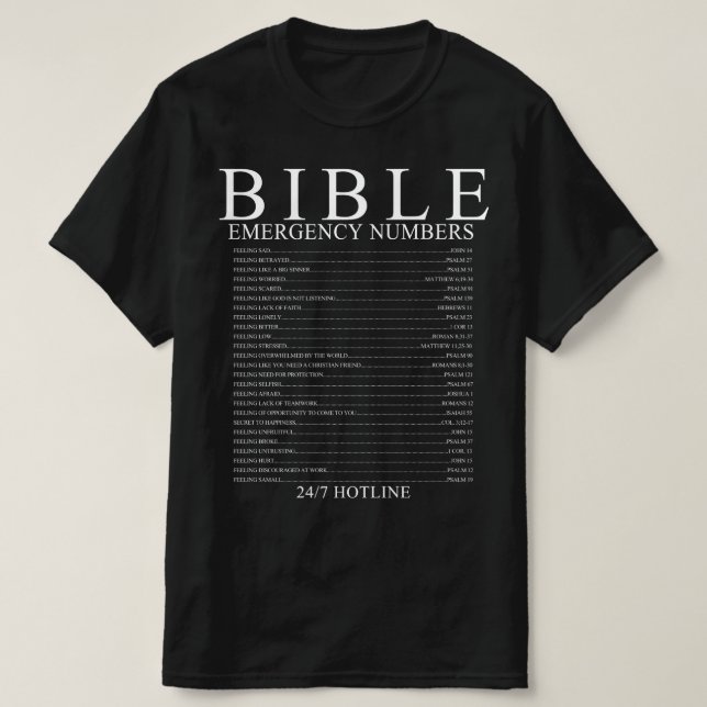 Camiseta Cifras de emergencia bíblica: camiseta, biblia con (Diseño del anverso)