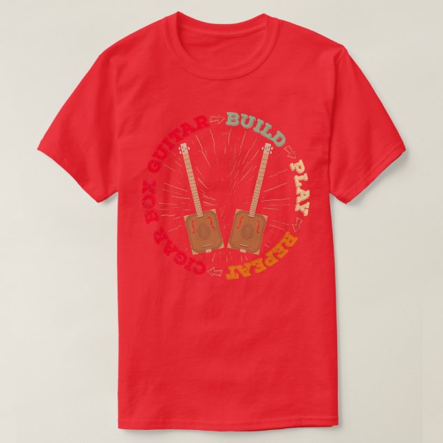Camiseta Cigar Bo Guitar Build Play Repeat199 (Diseño del anverso)