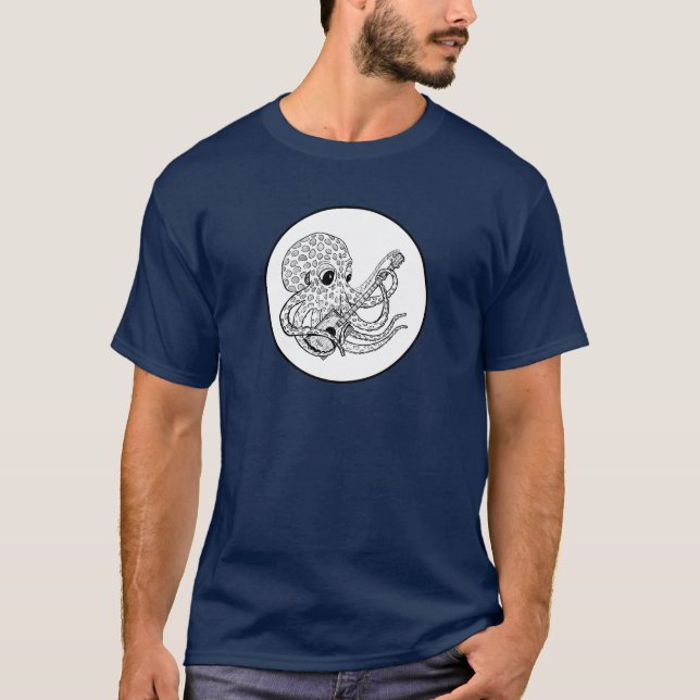 Camiseta Cigar Box Guitar picking Octopus (Anverso)