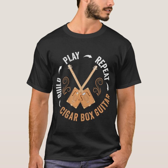 Camiseta Cigar Box Guitar Reproducir Repetición Cbg (Anverso)