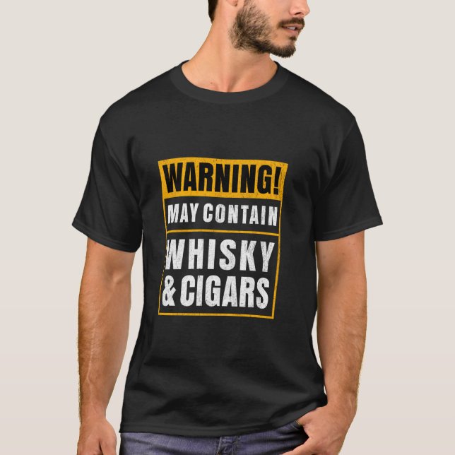 Camiseta Cigar Fumador de cigarros I Funny Cigar Whiskey (Anverso)