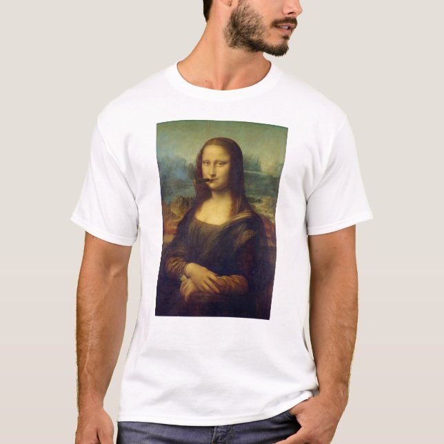 Camiseta Cigar Lover Smoker Mona Lisa Smony Art (Anverso)