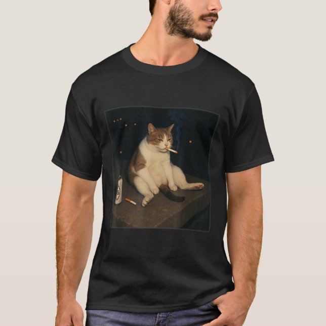 Camiseta Cigarette Kitten Funny Smony Cat Meme Stud (Anverso)