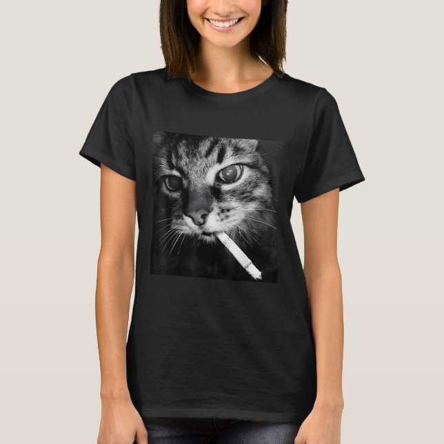 Camiseta Cigarette Kitten Funny Smony Cat Meme Stud Brain (Anverso)