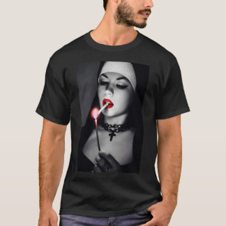 Camiseta Cigarrillo De Humo Sexy Negro Y Blanco