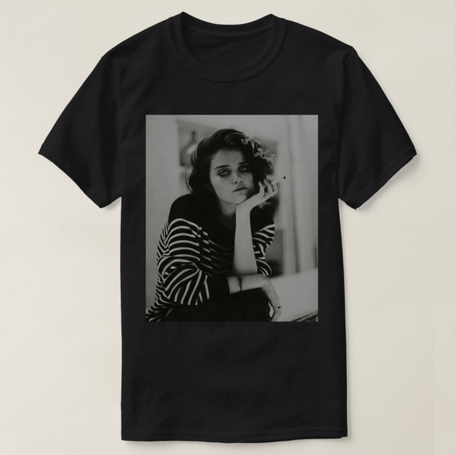 Camiseta Cigarrillo para fumadores de Chica negro y blanco  (Diseño del anverso)