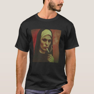 Camiseta Cigarrillos calientes para fumar una monja rebelde