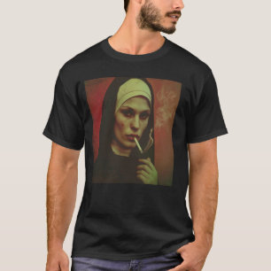 Camiseta Cigarrillos calientes para fumar una monja rebelde