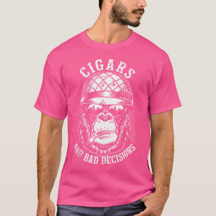 Camiseta Cigarrillos del Mono Divertido y Malas Decisiones