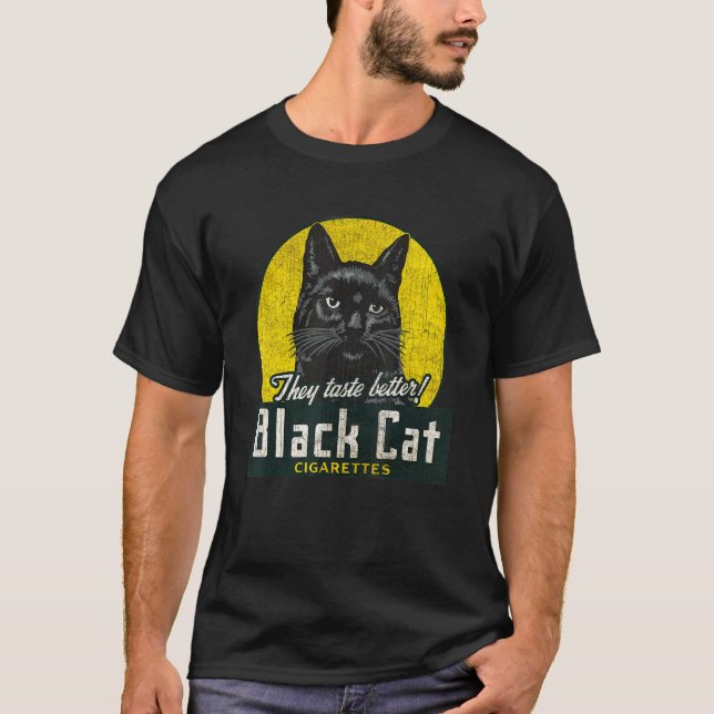Camiseta Cigarrillos vintage para gato negro Hombres Mujere (Anverso)
