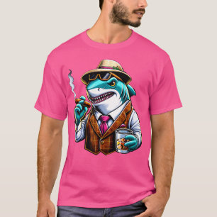 Camiseta Cigarro de tiburón y whisky