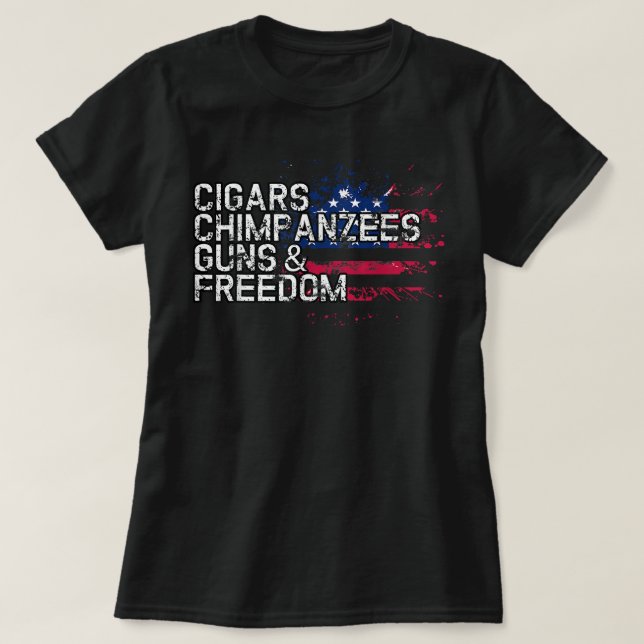 Camiseta Cigarros CHIMPANZEES armas y libertad (Diseño del anverso)
