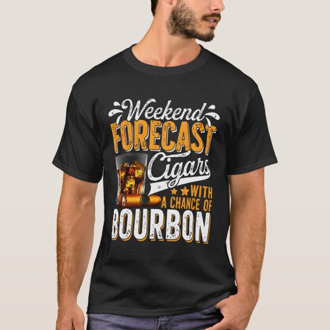 Camiseta Cigarros De Previsión De Fin De Semana Con Bebida  (Anverso)