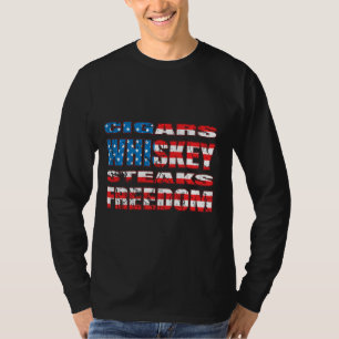 Camiseta Cigarros patrióticos Whiskey Steaks Freedom Malt W