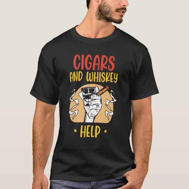 Camiseta Cigars And Whiskey Help Cigar  Whisky (Anverso)
