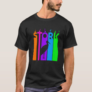 Camiseta Cigueña Animal Arcoíris Burbuja Con Silueta