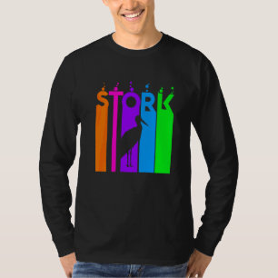 Camiseta Cigueña Animal Arcoíris Burbuja Con Silueta