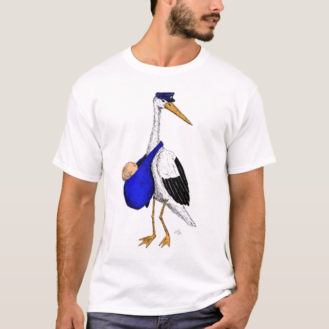 Camiseta Cigüeña de la entrega de bebé (Anverso)