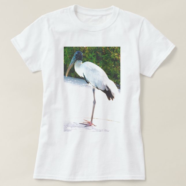 Camiseta Cigüeña de madera en desgaste de la tarde (Diseño del anverso)