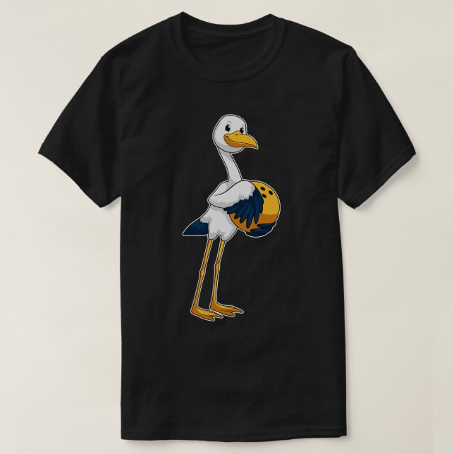 Camiseta Cigüeña en Bowling con bolera (Diseño del anverso)