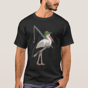 Camiseta Cigüeña en la pesca con barra de pesca
