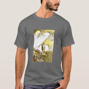 Camiseta Cigüeña Marabo en las hojas de palma gigante. Cami