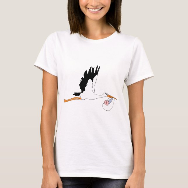 Camiseta Cigüeña que entrega al bebé (Anverso)