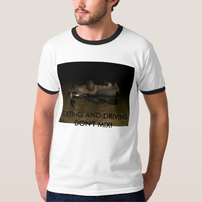 CAMISETA ¡CIMG3429, TEXTING Y LA CONDUCCIÓN NO SE MEZCLAN! (Anverso)