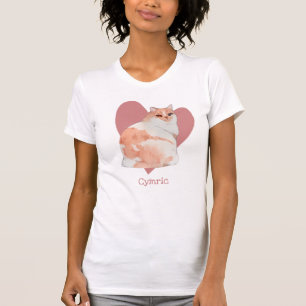 Camiseta Címico Gato Acuarela Kitty Corazón Rosa