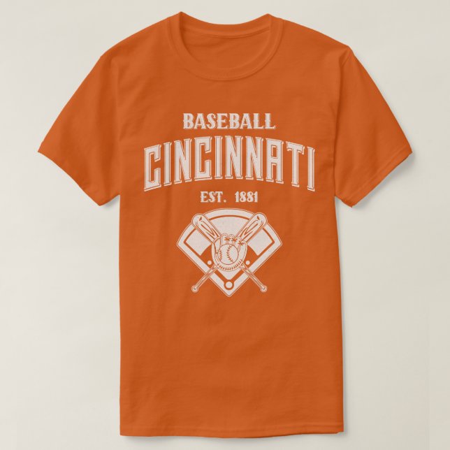 Camiseta Cincinnati Béisbol Est 1881 Vintage White Text (Diseño del anverso)