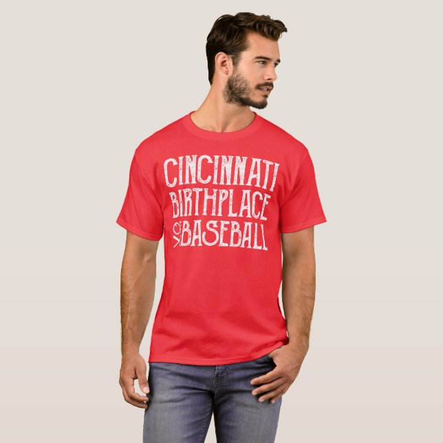 Camiseta Cincinnati: Lugar de nacimiento del béisbol (Anverso completo)