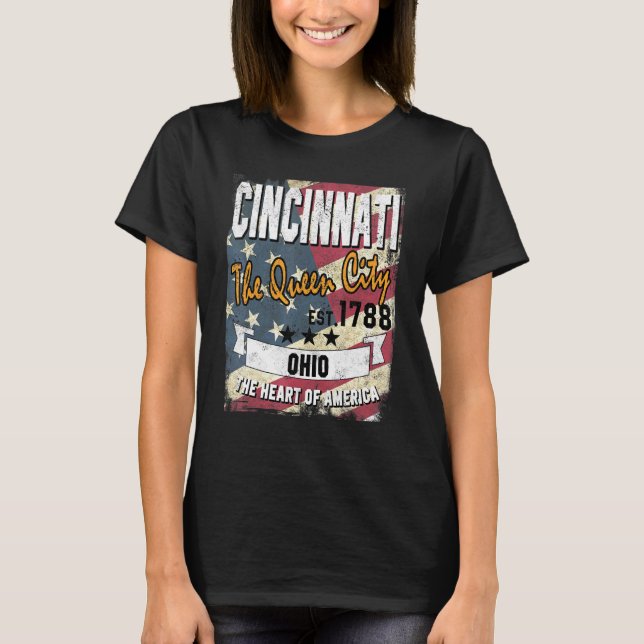Camiseta Cincinnati Ohio Oh mal estado de la bandera estado (Anverso)