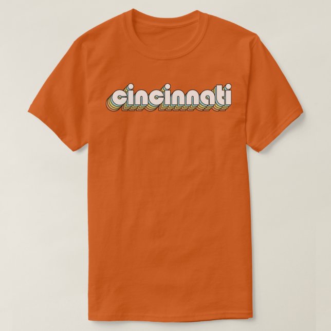 Camiseta Cincinnati Retro Estilo de Tipografía Arcoiris Fad (Diseño del anverso)