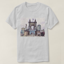 Camiseta Cincinnati Roebling Suspensión Bridge Watercolor